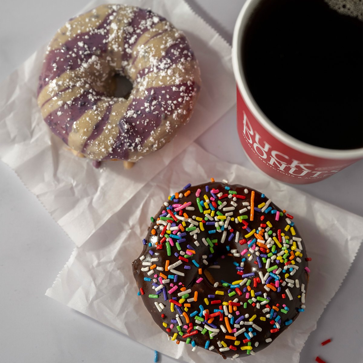 Fresh coffee and donuts